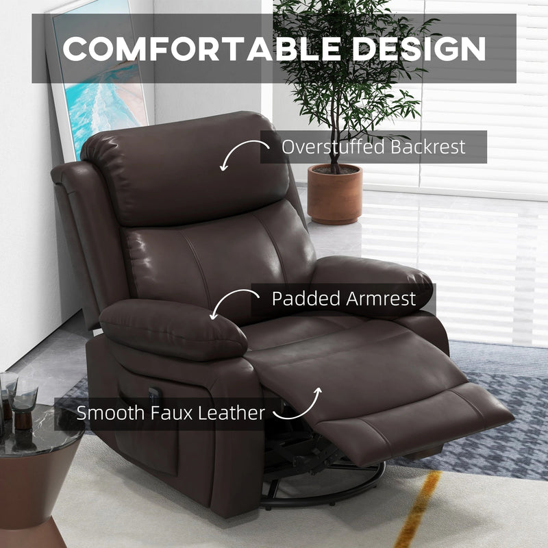 Pending - Aosom Homcom Pu Leather Reclining Chair with Vibration Massage Recliner, Swivel Base, Rocking Function, Remote Control - Available in 4 Colours