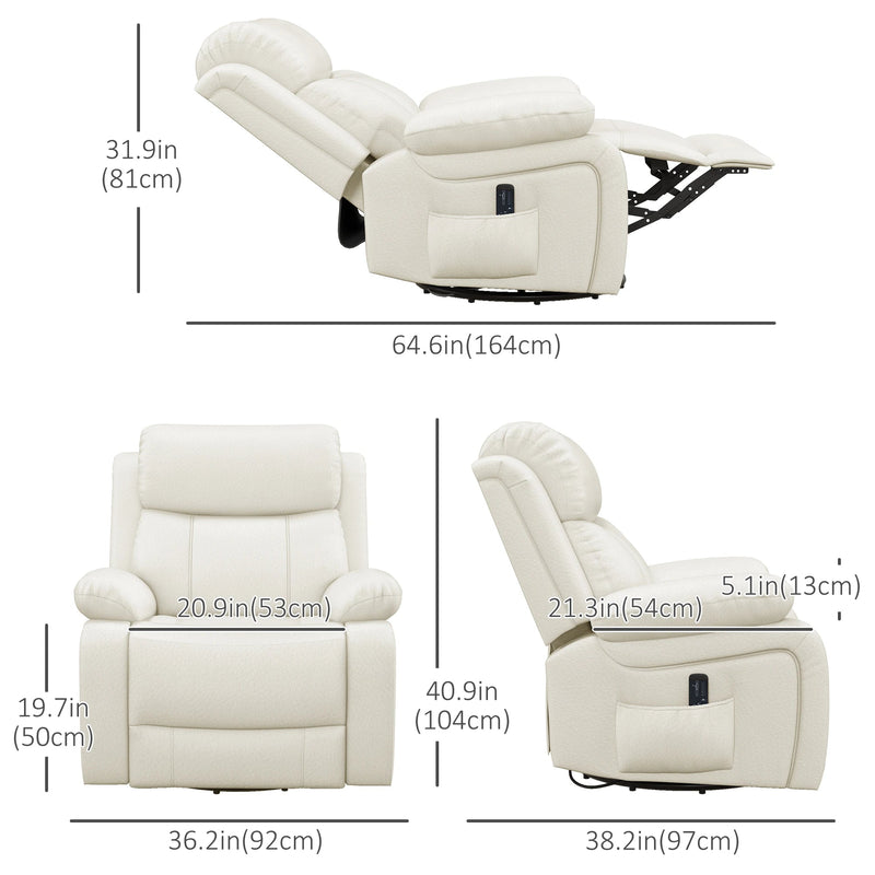 Pending - Aosom Homcom Pu Leather Reclining Chair with Vibration Massage Recliner, Swivel Base, Rocking Function, Remote Control - Available in 4 Colours