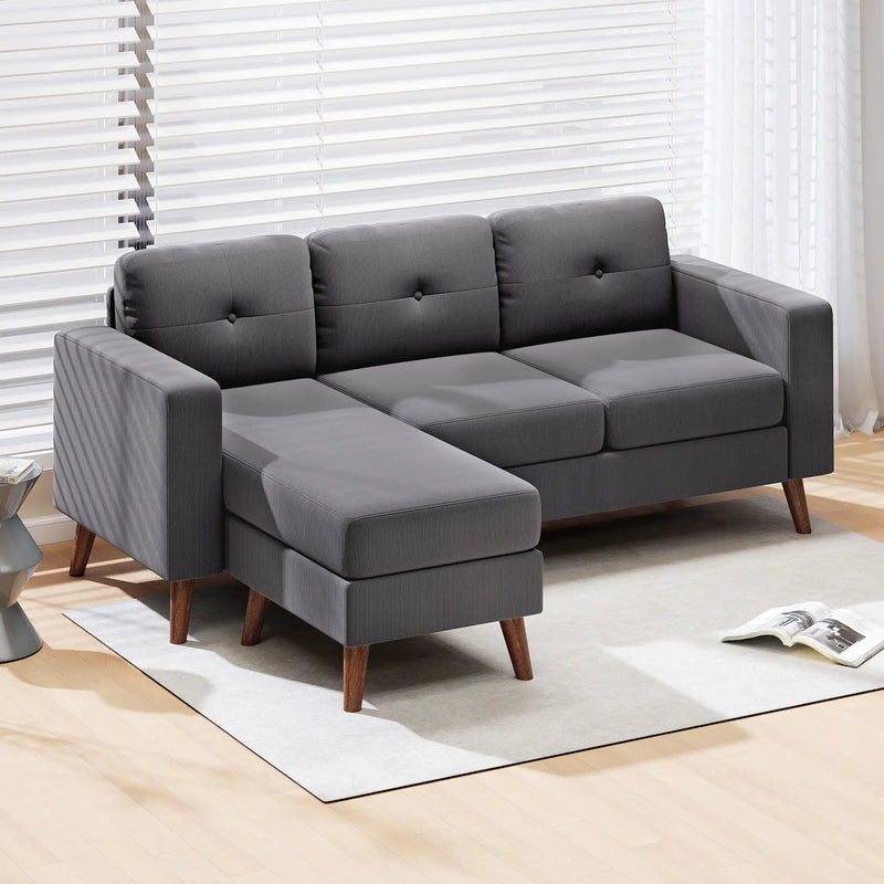 Pending - Aosom Homcom Upholstered L-Shaped Sectional Sofa with Reversible Chaise - Available in 3 Colours