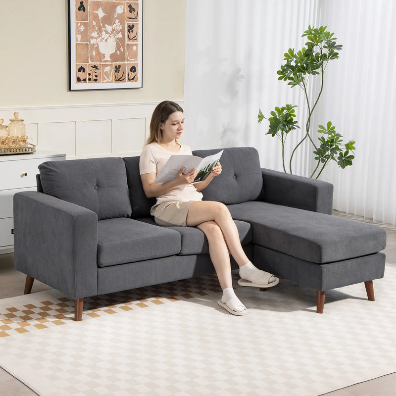 Pending - Aosom Homcom Upholstered L-Shaped Sectional Sofa with Reversible Chaise - Available in 3 Colours