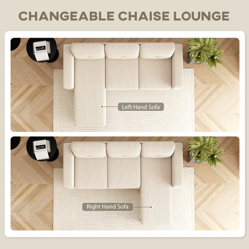 Pending - Aosom Homcom Upholstered L-Shaped Sectional Sofa with Reversible Chaise - Available in 3 Colours