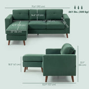 Pending - Aosom Homcom Upholstered L-Shaped Sectional Sofa with Reversible Chaise - Available in 3 Colours
