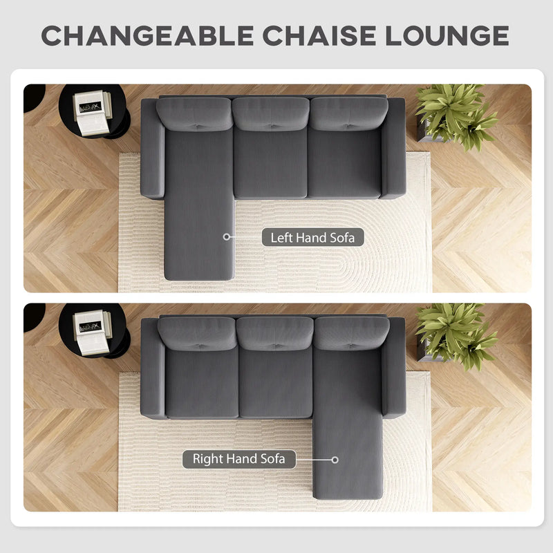 Pending - Aosom Homcom Upholstered L-Shaped Sectional Sofa with Reversible Chaise - Available in 3 Colours