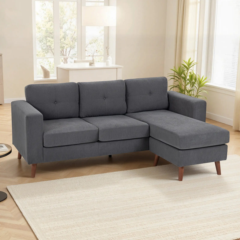 Pending - Aosom Homcom Upholstered L-Shaped Sectional Sofa with Reversible Chaise - Available in 3 Colours