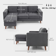 Pending - Aosom Homcom Upholstered L-Shaped Sectional Sofa with Reversible Chaise - Available in 3 Colours