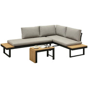 Pending - Aosom Light Grey Outsunny 3 Pieces Aluminum Corner Patio Set with 2 Loveseats and Coffee Table - Available in 2 Colours