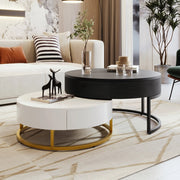 Pending - Aosom Modern Round Lift-Top Nesting Coffee Tables with Hydraulic Lifting System - Available in 2 Colours