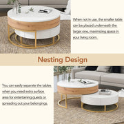 Pending - Aosom Modern Round Lift-Top Nesting Coffee Tables with Hydraulic Lifting System - Available in 2 Colours
