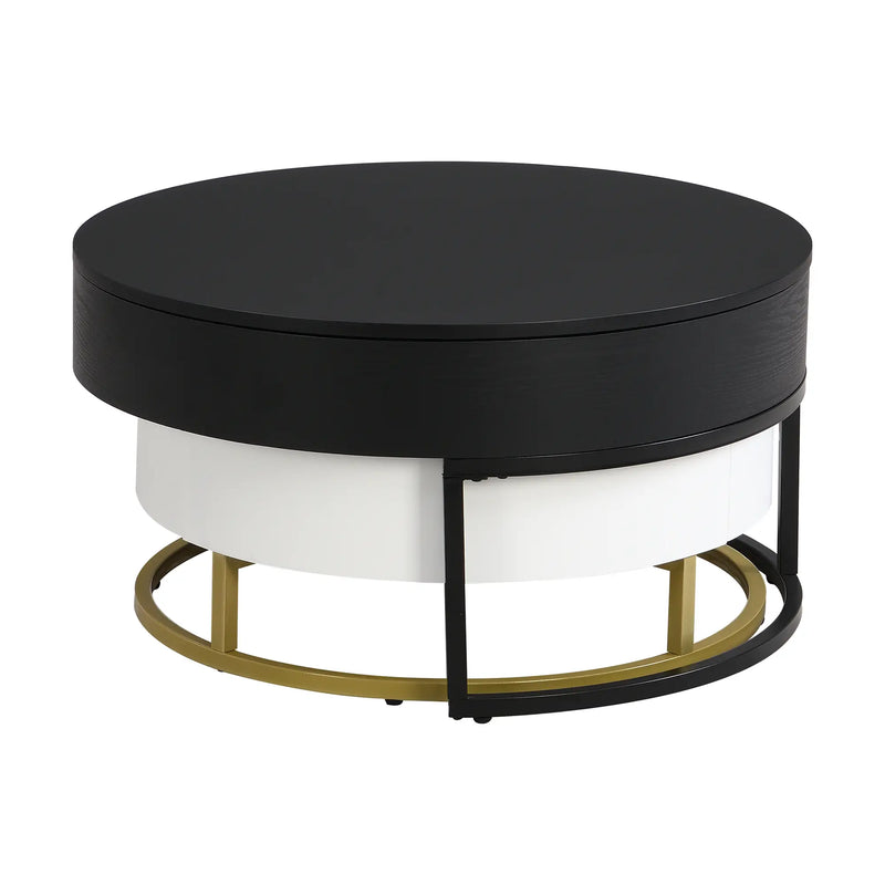 Pending - Aosom Modern Round Lift-Top Nesting Coffee Tables with Hydraulic Lifting System - Available in 2 Colours