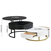 Pending - Aosom Modern Round Lift-Top Nesting Coffee Tables with Hydraulic Lifting System - Available in 2 Colours