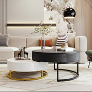 Pending - Aosom Modern Round Lift-Top Nesting Coffee Tables with Hydraulic Lifting System - Available in 2 Colours