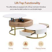 Pending - Aosom Modern Round Lift-Top Nesting Coffee Tables with Hydraulic Lifting System - Available in 2 Colours