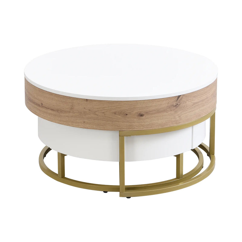 Pending - Aosom Modern Round Lift-Top Nesting Coffee Tables with Hydraulic Lifting System - Available in 2 Colours