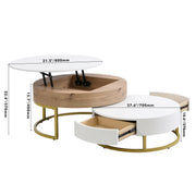 Pending - Aosom Modern Round Lift-Top Nesting Coffee Tables with Hydraulic Lifting System - Available in 2 Colours