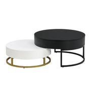 Pending - Aosom Modern Round Lift-Top Nesting Coffee Tables with Hydraulic Lifting System - Available in 2 Colours