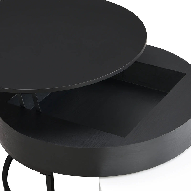 Pending - Aosom Modern Round Lift-Top Nesting Coffee Tables with Hydraulic Lifting System - Available in 2 Colours