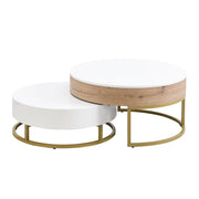 Pending - Aosom Modern Round Lift-Top Nesting Coffee Tables with Hydraulic Lifting System - Available in 2 Colours