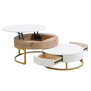 Pending - Aosom Modern Round Lift-Top Nesting Coffee Tables with Hydraulic Lifting System - Available in 2 Colours