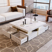 Pending - Aosom Modern Square Storage Coffee Table with 4 Drawers - Available in 2 Colours
