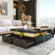 Pending - Aosom Modern Square Storage Coffee Table with 4 Drawers - Available in 2 Colours