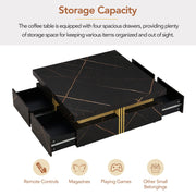 Pending - Aosom Modern Square Storage Coffee Table with 4 Drawers - Available in 2 Colours