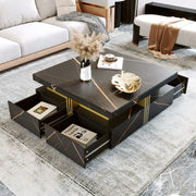 Pending - Aosom Modern Square Storage Coffee Table with 4 Drawers - Available in 2 Colours