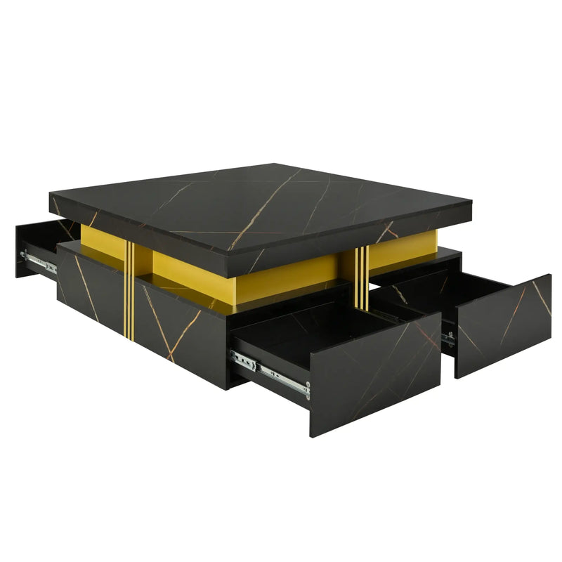 Pending - Aosom Modern Square Storage Coffee Table with 4 Drawers - Available in 2 Colours