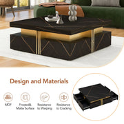 Pending - Aosom Modern Square Storage Coffee Table with 4 Drawers - Available in 2 Colours