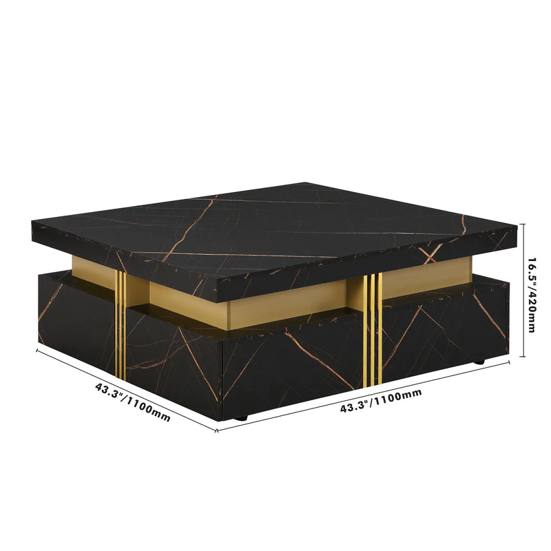 Pending - Aosom Modern Square Storage Coffee Table with 4 Drawers - Available in 2 Colours