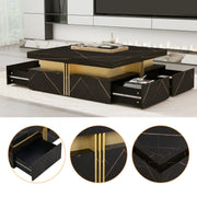 Pending - Aosom Modern Square Storage Coffee Table with 4 Drawers - Available in 2 Colours