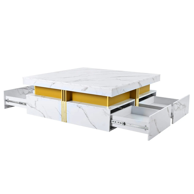 Pending - Aosom Modern Square Storage Coffee Table with 4 Drawers - Available in 2 Colours