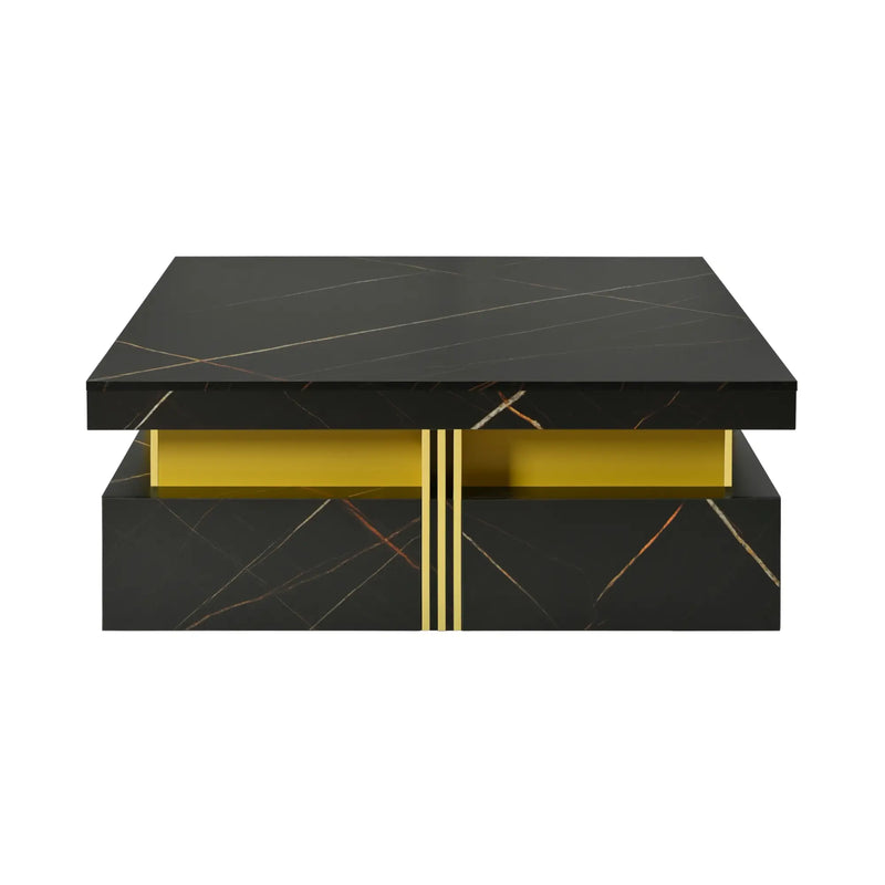 Pending - Aosom Modern Square Storage Coffee Table with 4 Drawers - Available in 2 Colours