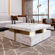 Pending - Aosom Modern Square Storage Coffee Table with 4 Drawers - Available in 2 Colours