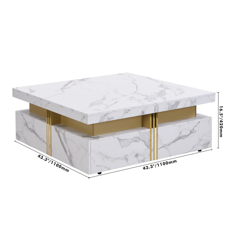 Pending - Aosom Modern Square Storage Coffee Table with 4 Drawers - Available in 2 Colours