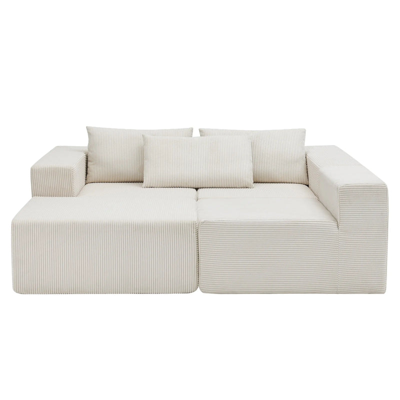 Pending - Aosom Modular Corduroy Fabric Sectional Sofa in Beige