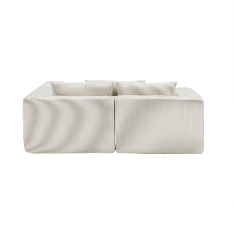 Pending - Aosom Modular Corduroy Fabric Sectional Sofa in Beige