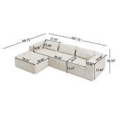Pending - Aosom Modular Corduroy Fabric Sectional Sofa in Beige