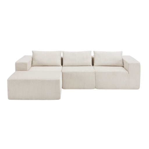 Pending - Aosom Modular Corduroy Fabric Sectional Sofa in Beige