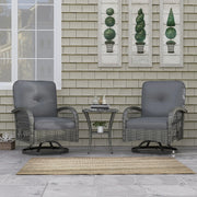 Pending - Aosom Outsunny 2 Wicker Swivel Rocking Chairs and 2-Tier Glass Coffee Table in Grey