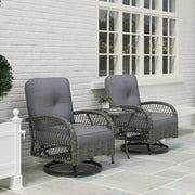 Pending - Aosom Outsunny 2 Wicker Swivel Rocking Chairs and 2-Tier Glass Coffee Table in Grey