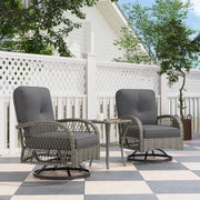 Pending - Aosom Outsunny 2 Wicker Swivel Rocking Chairs and 2-Tier Glass Coffee Table in Grey