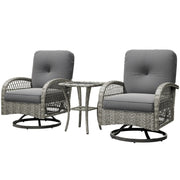 Pending - Aosom Outsunny 2 Wicker Swivel Rocking Chairs and 2-Tier Glass Coffee Table in Grey