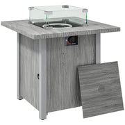 Pending - Aosom Outsunny 28" 50,000 Btu Gas Fire Pit Table with Cover and Glass Screen, Grey