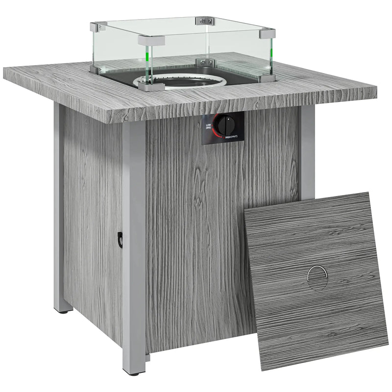Pending - Aosom Outsunny 28" 50,000 Btu Gas Fire Pit Table with Cover and Glass Screen, Grey
