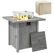 Pending - Aosom Outsunny 28" 50,000 Btu Gas Fire Pit Table with Cover and Glass Screen, Grey