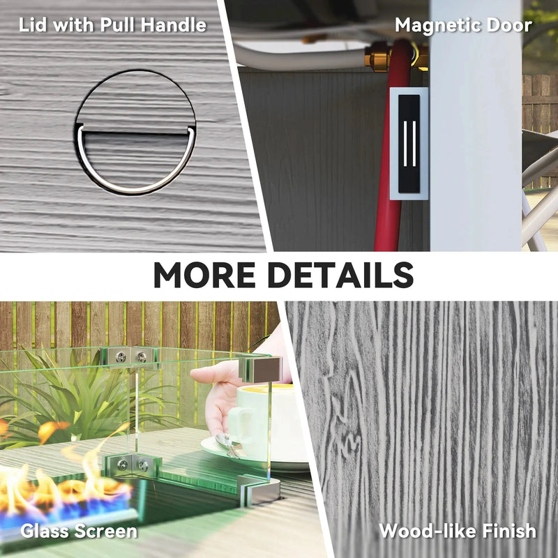 Pending - Aosom Outsunny 28" 50,000 Btu Gas Fire Pit Table with Cover and Glass Screen, Grey