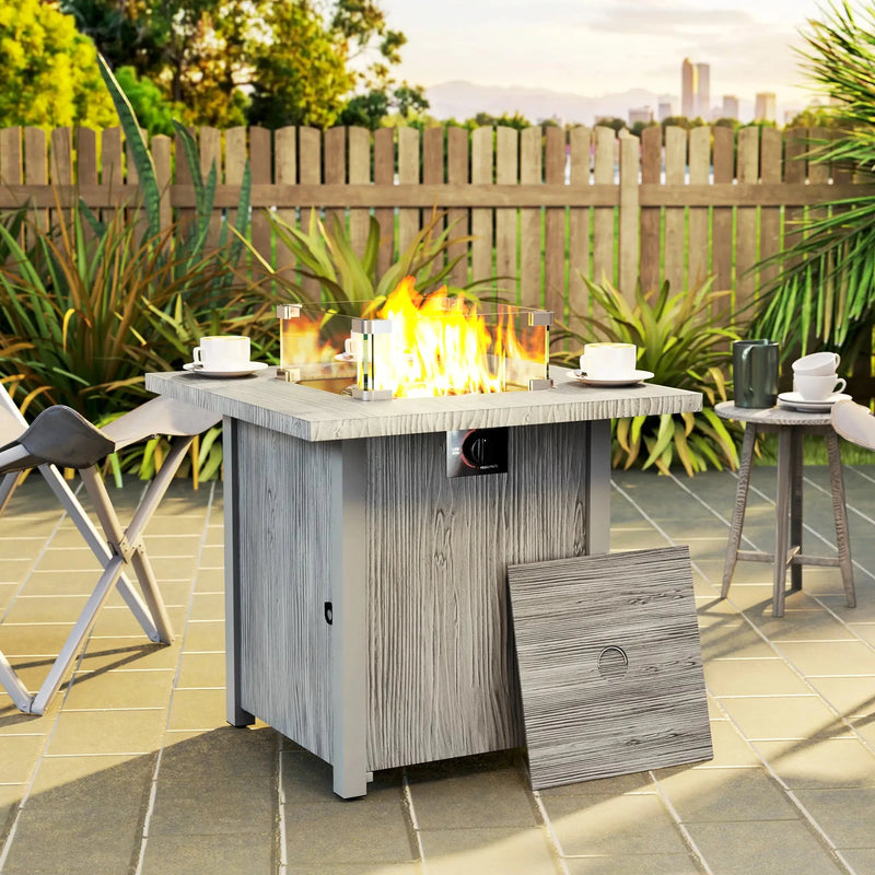 Pending - Aosom Outsunny 28" 50,000 Btu Gas Fire Pit Table with Cover and Glass Screen, Grey