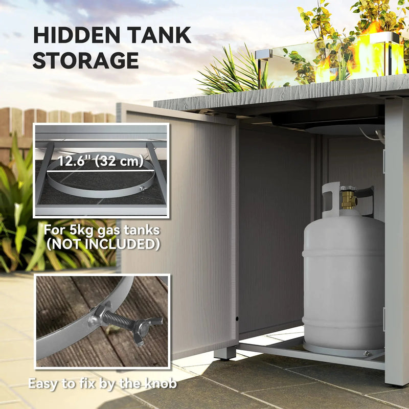 Pending - Aosom Outsunny 28" 50,000 Btu Gas Fire Pit Table with Cover and Glass Screen, Grey