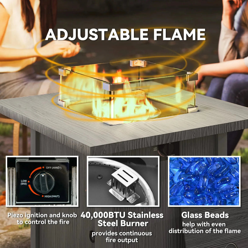 Pending - Aosom Outsunny 28" 50,000 Btu Gas Fire Pit Table with Cover and Glass Screen, Grey