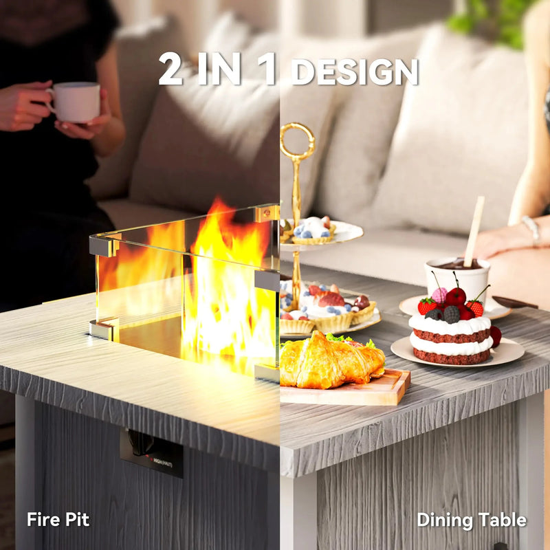 Pending - Aosom Outsunny 28" 50,000 Btu Gas Fire Pit Table with Cover and Glass Screen, Grey